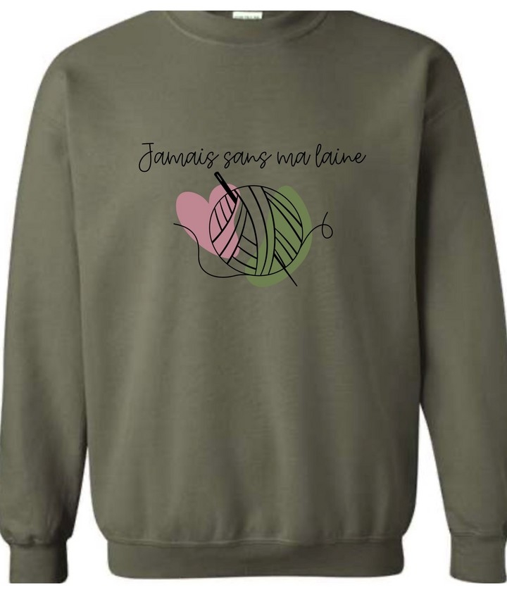Coton ouaté vert militaire Jamais sans ma laine xl