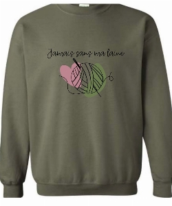 Coton ouaté vert militaire Jamais sans ma laine xl