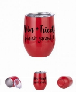 Verre à vin aluminium rouge Vin + Tricot! plaisir garanti